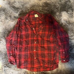 RedHead Men's Red and Black Plaid Button-Down Shirt